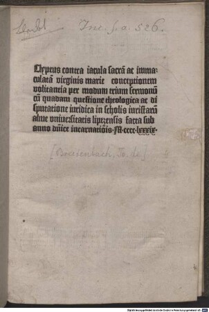 Clypeus contra iacula in immaculatam virginis Mariae conceptionem volitantia; Disputatio de immaculata conceptione virginis Mariae