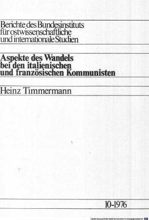 Aspekte des Wandels bei den italienischen und französischen Kommunisten