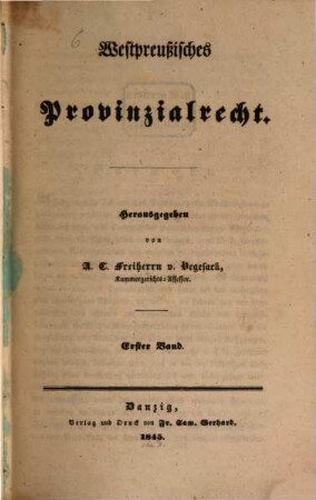 Westpreußisches Provinzialrecht, 1