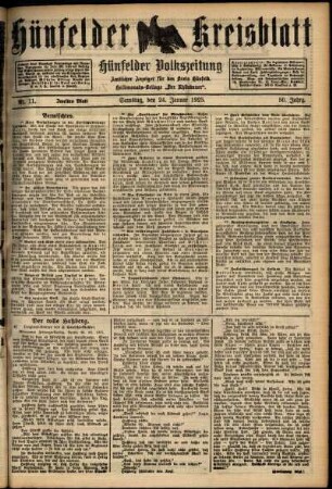 Zweite Ausgabe vom Samstag, den 24. Januar 1925.