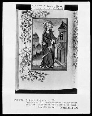 Deutsches Gebetbuch (Waldburg-Gebetbuch) — Heilige Barbara, Folio 48verso