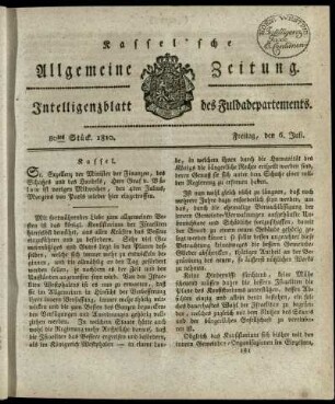 80te Stueck, Freitag, den 6. Juli 1810