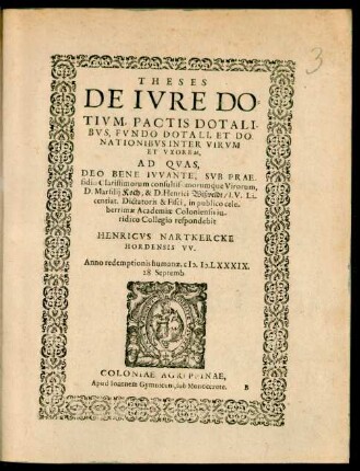 Theses De Iure Dotium, Pactis Dotalibus, Fundo Dotali, Et Donationibus Inter Virum Et Uxorem