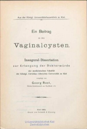 Ein Beitrag zu den Vaginalcysten
