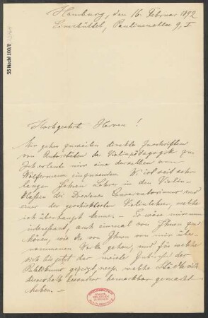 Brief an B. Schott's Söhne : 16.02.1892