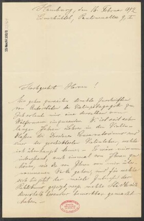 Brief an B. Schott's Söhne : 16.02.1892
