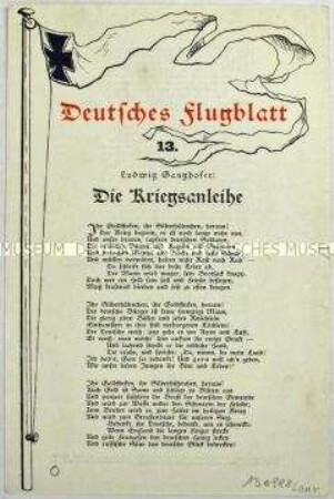 Flugblatt mit einem patriotischen Gedicht von Ludwig Ganghofer