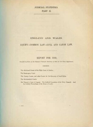 Judicial statistics, England and Wales. Part 2, Civil judicial statistics. 1889,2 (1888)