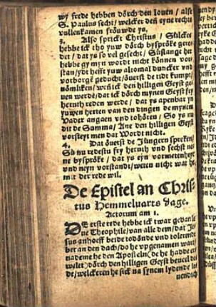 De Epistel an Christus Hemmeluarts dage. Actorum am 1. [Euangelion an Christus Hemmeluarts dage. Marci am 16. Cap.]