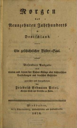 Morgen des Neunzehnten Jahrhunderts in Deutschland : Ein geschichtlicher Bilder-Saal