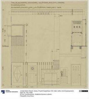 Hanau, Projekt Doppelhaus Ohl, Halle, Aufriss der Eingangswand
