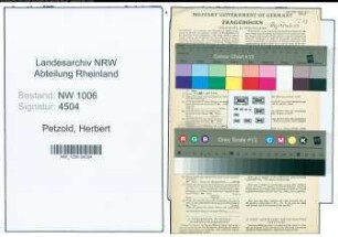 Entnazifizierung Herbert Petzold , geb. 27.10.1910 (Sattlermeister)