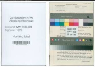 Entnazifizierung Josef Huetten , geb. 29.12.1896 (Verw.Inspektor)