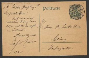 Brief an B. Schott's Söhne : 29.06.1913
