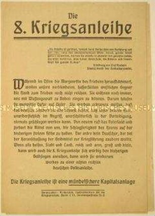 Leporello mit Informationen über das Zeichnen von Kriegsanleihen als mündelsichere Kapitalanlage