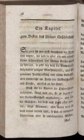 Ein Kapitel zum Besten des schönen Geschlechts.