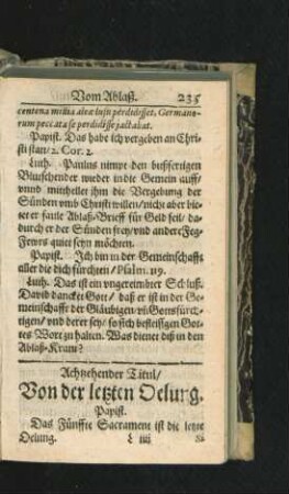 Achtzehender Titul/ Von der letzten Oelung.
