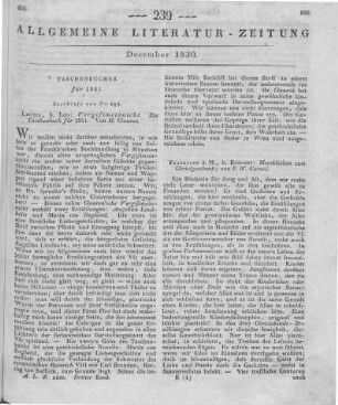 Clauren, H. [i. e. Heun, K. G. S.]: Vergissmeinnicht. Ein Taschenbuch für 1831. Leipzig: Leo [1830]