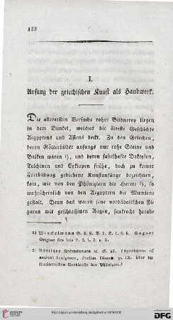 I: Anfang der griechischen Kunst als Handwerk