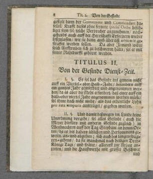 Titulus II. Von der Gesinde Dienst-Zeit.