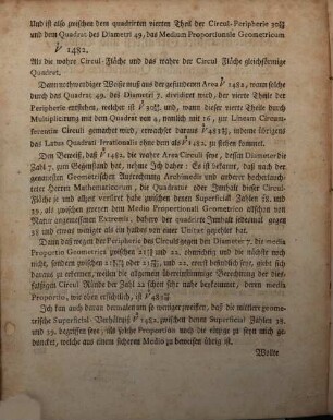 Ohnvorgreifflicher Mathematischer Gedanken und Beweiß, Der Wahren und eigentlichen Quadraturae Circuli, Oder so genannten Circul-Fläche
