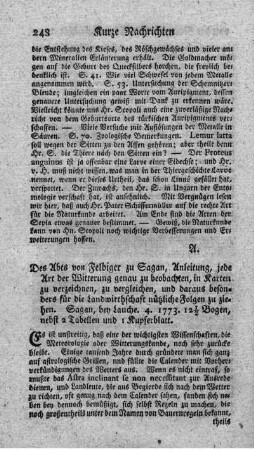 Anleitungen, jede Art der Witterung genau zu beobachten.