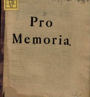 Promemoria : De dato Regensb. 4. Oktob. 1756, 2