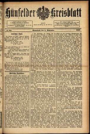 Ausgabe vom Samstag, den 04. September 1897.