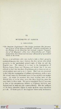 VI. Movements of labour - II. Immigration