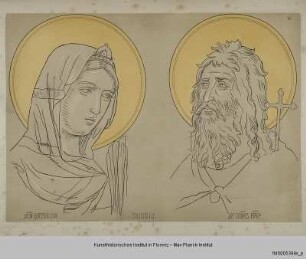 Köpfe der Heiligen Katharina von Alexandrien und Johannes des Täufers von Duccio
