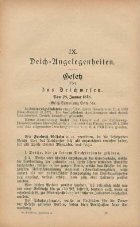 IX. Deich-Angelegenheiten