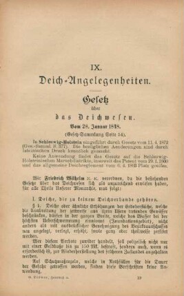 IX. Deich-Angelegenheiten