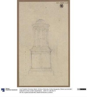 Berlin. Schloss Glienicke, Große Neugierde. Studie zum Aufsatz / Entwurf für einen runden Säulentempel auf hohem Unterbau