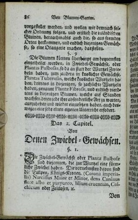 Das 2. Capitel. Von Denen Zwiebel-Gewächsen.