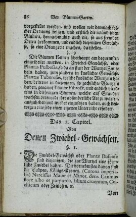 Das 2. Capitel. Von Denen Zwiebel-Gewächsen.