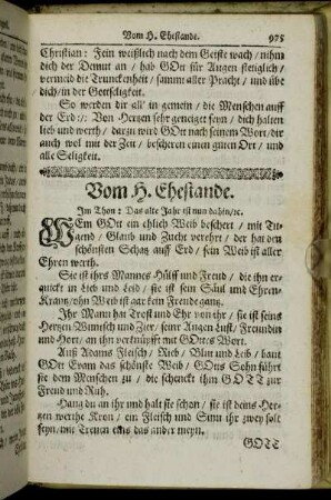 Vom H. Ehestande.
