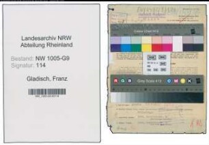 Entnazifizierung Franz Gladisch , geb. 17.04.1898 (Kaufmann)