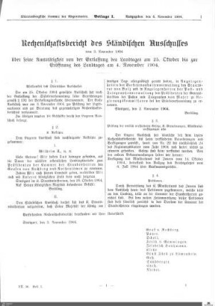 Rechenschaftsbericht des Ständischen Ausschusses