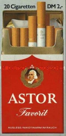 Werbeschild für "Astor Favorit"-Zigaretten