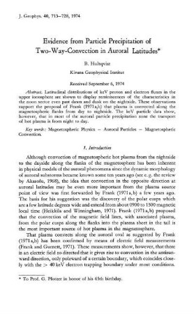 Evidence from particle precipitation of two-way-convection in auroral latitudes