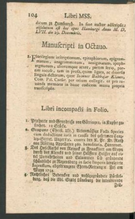Manuscripti in Octavo