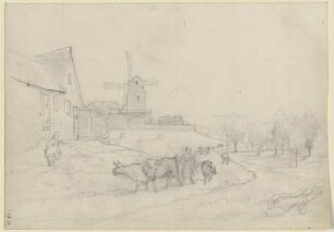 Landschaft mit Viehtrieb und Windmühle