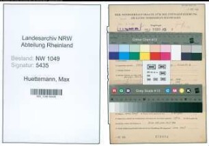 Entnazifizierung Max Huettemann , geb. 12.06.1904 (Technischer Angestellter)