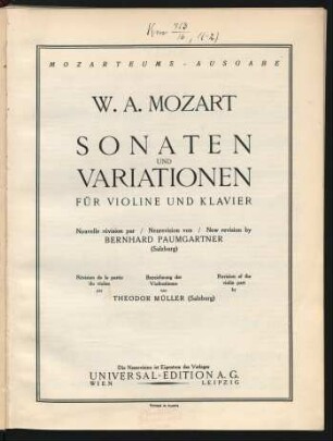 Sonaten und Variationen für Violine und Klavier