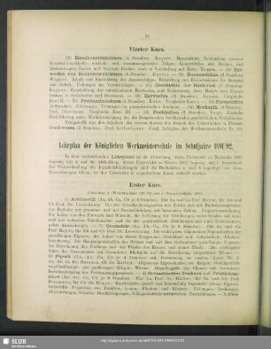 Lehrplan der Königlichen Werkmeisterschule