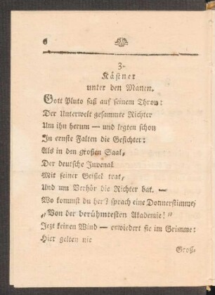 3. Kästner unter den Manen.
