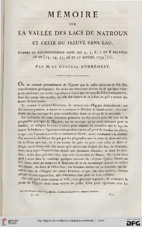 Mémoire sur la vallée des lacs de Natroun et celle du Fleuve sans eau [...]