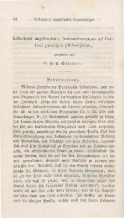 44-85 Leibnitzens ungedruckte: Animadversiones ad Cartesii principia philosophiae