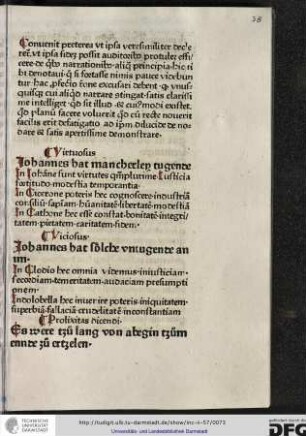 Johannes hat mancherley tugende.