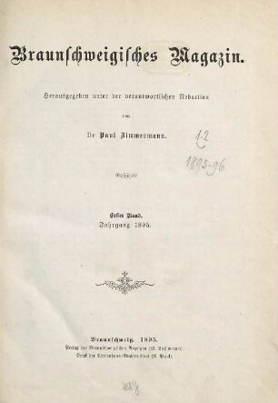 Braunschweigisches Magazin. 1. 1895